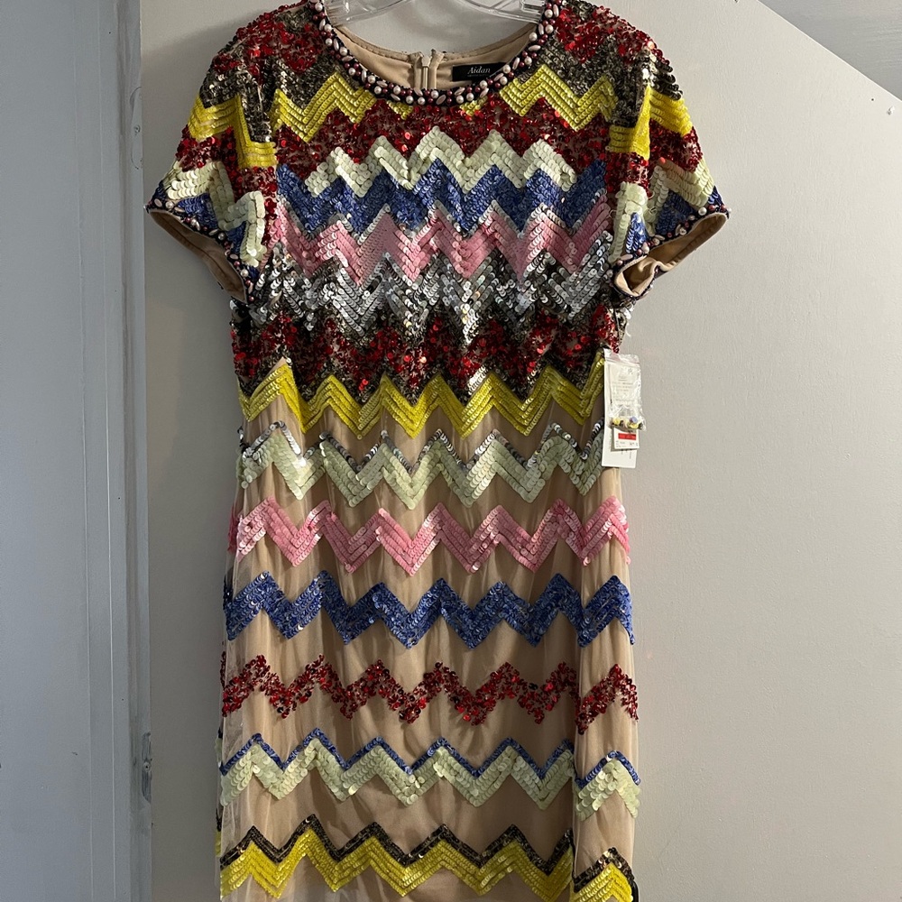 Aidan Mattox Multicolor Sequin Mini Dress - Picture 4 of 8